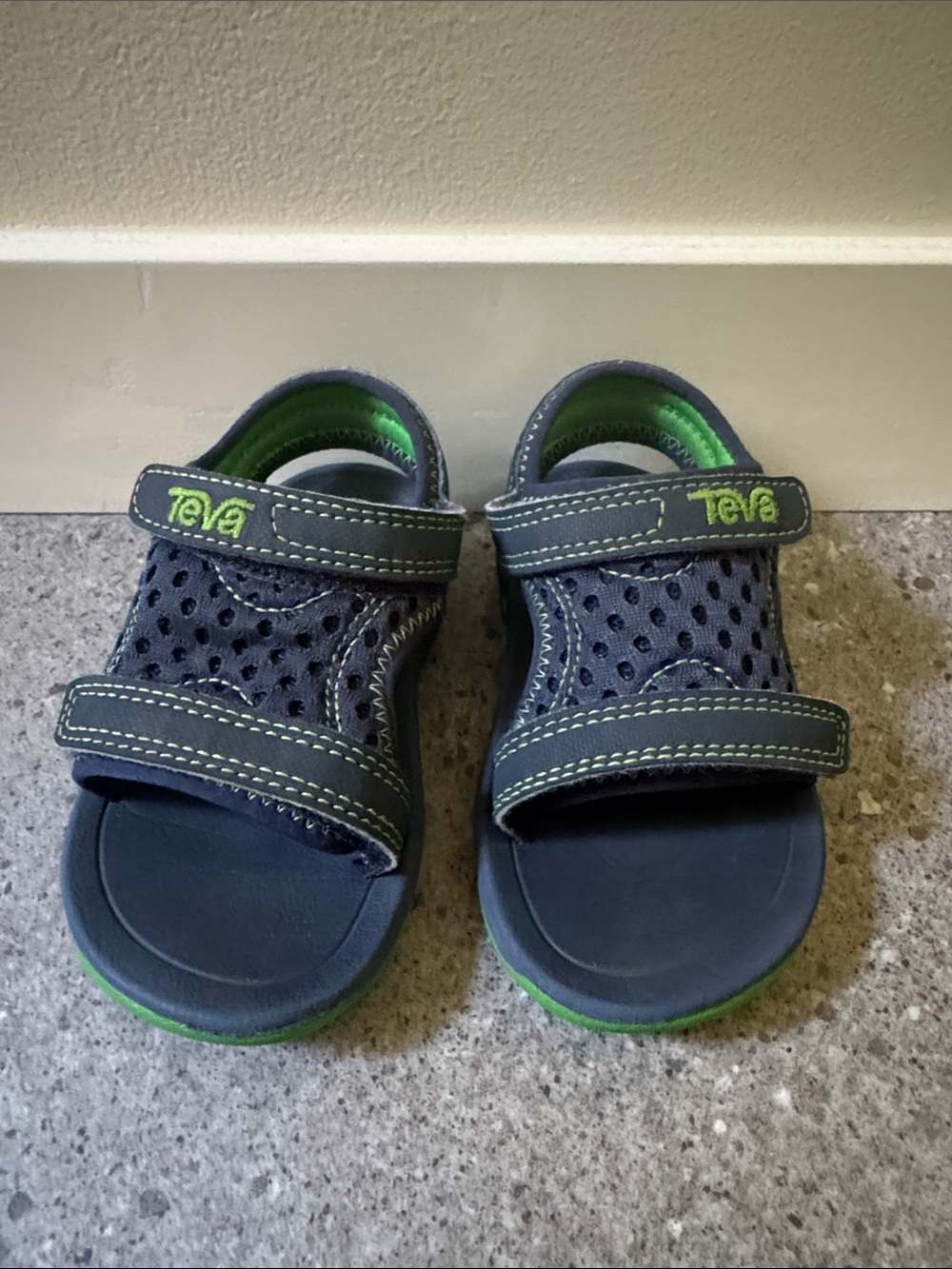 Teva Kids Navy with Green Trim Adjustable Open-Toe Sandals